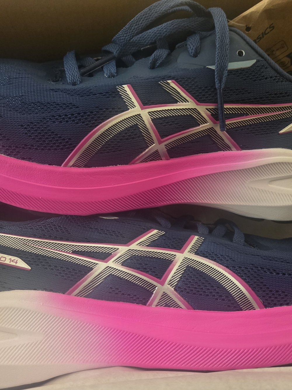 ASICS Women's 7/ Youth 5.5 Navy and Pink GT-1000 Running Shoes